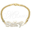 Oro Laminado Fancy Bracelet, Gold Filled Style Nameplate Design, Polished, Golden Finish, 03.63.1975.08 (04 MM Thickness, 8 Inches Length)