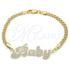 Oro Laminado Fancy Bracelet, Gold Filled Style Nameplate Design, Polished, Golden Finish, 03.63.1976.08 (04 MM for wholesale, main product view