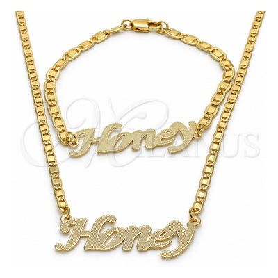 Oro Laminado Necklace and Bracelet, Gold Filled Style Polished, Golden Finish, 06.63.0244