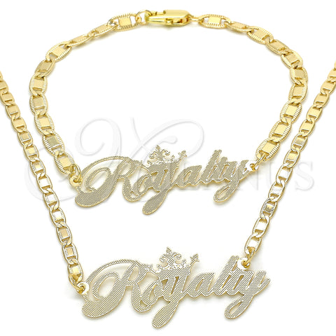 Oro Laminado Necklace and Bracelet, Gold Filled Style Polished, Golden Finish, 06.63.0245