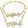 Oro Laminado Necklace and Bracelet, Gold Filled Style Polished, Golden Finish, 06.63.0245