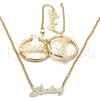 Oro Laminado Necklace, Bracelet and Earring, Gold Filled Style Polished, Golden Finish, 06.63.0247