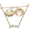 Oro Laminado Necklace, Bracelet and Earring, Gold Filled Style Polished, Golden Finish, 06.63.0248