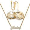 Oro Laminado Necklace, Bracelet and Earring, Gold Filled Style Polished, Golden Finish, 06.63.0248