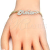 Oro Laminado Fancy Bracelet, Gold Filled Style Nameplate Design, Polished, Golden Finish, 03.63.1978.08 (04 MM Thickness, 8 Inches Length)