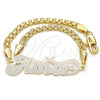 Oro Laminado Fancy Bracelet, Gold Filled Style Nameplate Design, Polished, Golden Finish, 03.63.1978.08 (04 MM Thickness, 8 Inches Length)