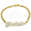 Oro Laminado Fancy Bracelet, Gold Filled Style Nameplate Design, Polished, Golden Finish, 03.63.1978.08 (04 MM Thickness, 8 Inches Length)