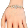 Oro Laminado Fancy Bracelet, Gold Filled Style Nameplate Design, Polished, Golden Finish, 03.63.1979.08 (04 MM Thickness, 8 Inches Length)