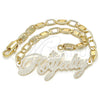 Oro Laminado Fancy Bracelet, Gold Filled Style Nameplate Design, Polished, Golden Finish, 03.63.1979.08 (04 MM Thickness, 8 Inches Length)
