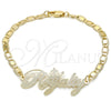 Oro Laminado Fancy Bracelet, Gold Filled Style Nameplate Design, Polished, Golden Finish, 03.63.1979.08 (04 MM Thickness, 8 Inches Length)