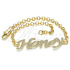 Oro Laminado Fancy Bracelet, Gold Filled Style Nameplate Design, Polished, Golden Finish, 03.63.1980.08 (03 MM Thickness, 8 Inches Length)