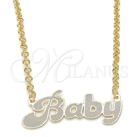 Oro Laminado Pendant Necklace, Gold Filled Style Nameplate Design, Polished, Golden Finish, 04.63.1384.18 (03 MM Thickness, 18 Inches Length)