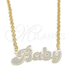 Oro Laminado Pendant Necklace, Gold Filled Style Nameplate Design, Polished, Golden Finish, 04.63.1384.18 (03 MM Thickness, 18 Inches Length)