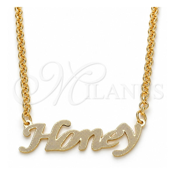 Oro Laminado Pendant Necklace, Gold Filled Style Nameplate Design, Polished, Golden Finish, 04.63.1385.18 (03 MM Thickness, 18 Inches Length)