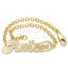 Oro Laminado Fancy Bracelet, Gold Filled Style Nameplate Design, Polished, Golden Finish, 03.63.1983.08 (03 MM Thickness, 8 Inches Length)