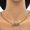 Oro Laminado Pendant Necklace, Gold Filled Style Nameplate and Love Design, Polished, Golden Finish, 04.63.1386.18 (03 MM Thickness, 18 Inches Length)