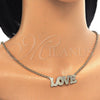 Oro Laminado Pendant Necklace, Gold Filled Style Nameplate and Love Design, Polished, Golden Finish, 04.63.1386.18 (03 MM Thickness, 18 Inches Length)