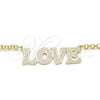 Oro Laminado Pendant Necklace, Gold Filled Style Nameplate and Love Design, Polished, Golden Finish, 04.63.1386.18 (03 MM Thickness, 18 Inches Length)