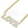 Oro Laminado Pendant Necklace, Gold Filled Style Nameplate and Love Design, Polished, Golden Finish, 04.63.1386.18 (03 MM Thickness, 18 Inches Length)