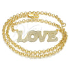 Oro Laminado Pendant Necklace, Gold Filled Style Nameplate and Love Design, Polished, Golden Finish, 04.63.1386.18 (03 MM Thickness, 18 Inches Length)