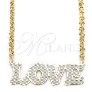Gold Filled Necklace — Pendant Necklace Nameplate and Love Design Polished 04.63. — main product view — SKU 124673 | Oro Laminado collar — Pendant Necklace Nameplate and Love diseño pulido 04.63. — SKU 124673