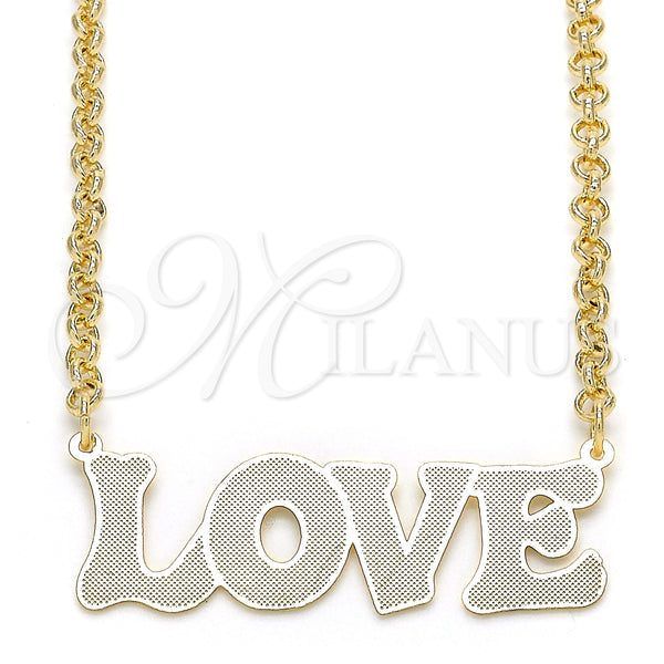 Gold Filled Necklace — Pendant Necklace Nameplate and Love Design Polished 04.63. — main product view — SKU 124673 | Oro Laminado collar — Pendant Necklace Nameplate and Love diseño pulido 04.63. — SKU 124673