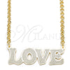 Oro Laminado Pendant Necklace, Gold Filled Style Nameplate and Love Design, Polished, Golden Finish, 04.63.1386.18 (03 MM Thickness, 18 Inches Length)
