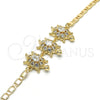 Oro Laminado Fancy Bracelet, Gold Filled Style Turtle Design, with White Cubic Zirconia, Polished, Golden Finish, 03.63.1987.08 (04 MM Thickness, 8 Inches Length)