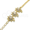Oro Laminado Fancy Bracelet, Gold Filled Style Turtle Design, with White Cubic Zirconia, Polished, Golden Finish, 03.63.1987.08 (04 MM Thickness, 8 Inches Length)