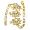 Oro Laminado Fancy Bracelet, Gold Filled Style Turtle Design, with White Cubic Zirconia, Polished, Golden Finish, 03.63.1987.08 (04 MM Thickness, 8 Inches Length)
