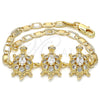 Oro Laminado Fancy Bracelet, Gold Filled Style Turtle Design, with White Cubic Zirconia, Polished, Golden Finish, 03.63.1987.08 (04 MM Thickness, 8 Inches Length)