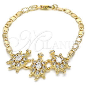 Gold Filled Bracelet — Fancy Bracelet Turtle Design with White Cubic Zirconia — main product view — SKU 124679 | Oro Laminado brazalete — elegante Bracelet Turtle diseño with blanco Cubic Zirconia — SKU 124679