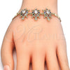 Oro Laminado Fancy Bracelet, Gold Filled Style Turtle Design, with Multicolor Cubic Zirconia, Polished, Golden Finish, 03.63.1987.4.08 (04 MM Thickness, 8 Inches Length)