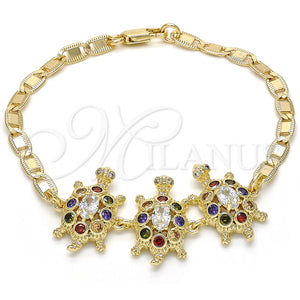 Gold Filled Bracelet — Fancy Bracelet Turtle Design with Multicolor Cubic Zirconia — main product view — SKU 124683 | Oro Laminado brazalete — elegante Bracelet Turtle diseño with Multicolor Cubic Zirconia — SKU 124683