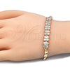 Oro Laminado Fancy Bracelet, Gold Filled Style with White Cubic Zirconia, Polished, Golden Finish, 03.63.2002.08 (04 MM Thickness, 8 Inches Length)