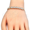 Oro Laminado Fancy Bracelet, Gold Filled Style with White Cubic Zirconia, Polished, Golden Finish, 03.63.2002.08 (04 MM Thickness, 8 Inches Length)