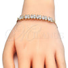 Oro Laminado Fancy Bracelet, Gold Filled Style with White Cubic Zirconia, Polished, Golden Finish, 03.63.2002.08 (04 MM Thickness, 8 Inches Length)