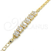 Oro Laminado Fancy Bracelet, Gold Filled Style with White Cubic Zirconia, Polished, Golden Finish, 03.63.2002.08 (04 MM Thickness, 8 Inches Length)