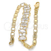 Oro Laminado Fancy Bracelet, Gold Filled Style with White Cubic Zirconia, Polished, Golden Finish, 03.63.2002.08 (04 MM Thickness, 8 Inches Length)