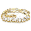 Oro Laminado Fancy Bracelet, Gold Filled Style with White Cubic Zirconia, Polished, Golden Finish, 03.63.2002.08 (04 MM Thickness, 8 Inches Length)