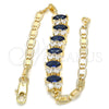 Oro Laminado Fancy Bracelet, Gold Filled Style with Sapphire Blue and White Cubic Zirconia, Polished, Golden Finish, 03.63.2002.2.08 (04 MM Thickness, 8 Inches Length)