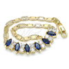 Oro Laminado Fancy Bracelet, Gold Filled Style with Sapphire Blue and White Cubic Zirconia, Polished, Golden Finish, 03.63.2002.2.08 (04 MM Thickness, 8 Inches Length)