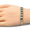 Oro Laminado Fancy Bracelet, Gold Filled Style with Green and White Cubic Zirconia, Polished, Golden Finish, 03.63.2002.3.08 (04 MM Thickness, 8 Inches Length)