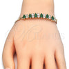 Oro Laminado Fancy Bracelet, Gold Filled Style with Green and White Cubic Zirconia, Polished, Golden Finish, 03.63.2002.3.08 (04 MM Thickness, 8 Inches Length)