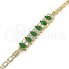 Oro Laminado Fancy Bracelet, Gold Filled Style with Green and White Cubic Zirconia, Polished, Golden Finish, 03.63.2002.3.08 (04 MM Thickness, 8 Inches Length)