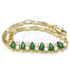 Oro Laminado Fancy Bracelet, Gold Filled Style with Green and White Cubic Zirconia, Polished, Golden Finish, 03.63.2002.3.08 (04 MM Thickness, 8 Inches Length)