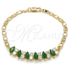 Oro Laminado Fancy Bracelet, Gold Filled Style with Green and White Cubic Zirconia, Polished, Golden Finish for wholesale, main product view