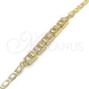 Oro Laminado Fancy Bracelet, Gold Filled Style Baguette Design, with White Cubic Zirconia, Polished, Golden Finish, 03.63.1995.08 (04 MM Thickness, 8 Inches Length)