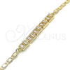 Oro Laminado Fancy Bracelet, Gold Filled Style Baguette Design, with White Cubic Zirconia, Polished, Golden Finish, 03.63.1995.08 (04 MM Thickness, 8 Inches Length)