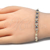 Oro Laminado Fancy Bracelet, Gold Filled Style Baguette Design, with Sapphire Blue and White Cubic Zirconia, Polished, Golden Finish, 03.63.1995.2.08 (04 MM Thickness, 8 Inches Length)